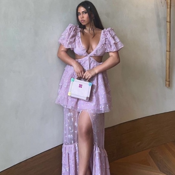 Rare For Love & Lemons Imani Hi-Low Dress in Lilac - Picture 3 of 15